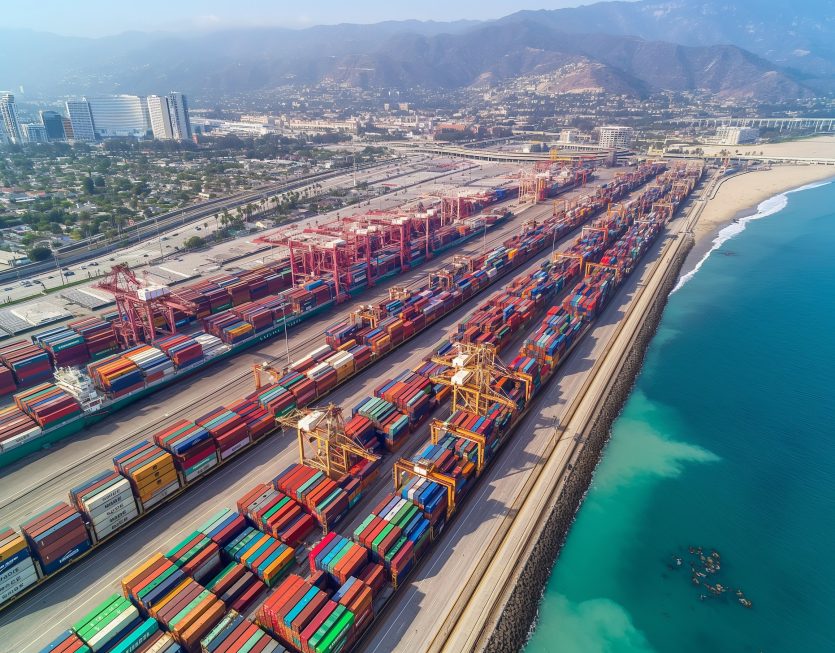 Aerial View of Bustling Seaport