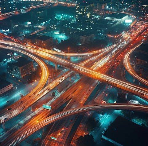 Elevated Cityscape at Night