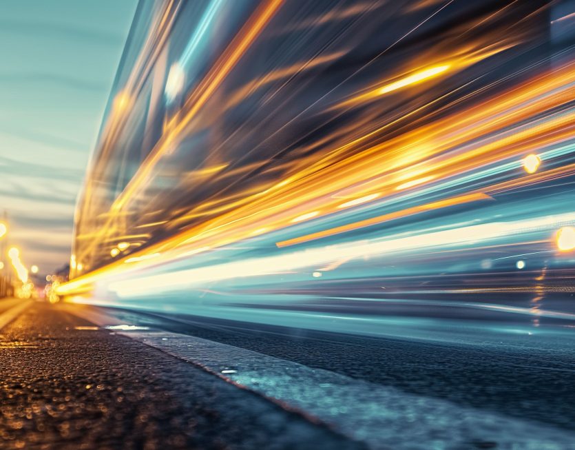 Urban Speed Light Trails at Dusk